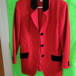 Amanda Smith Vibrant Red Blazer with Black Details